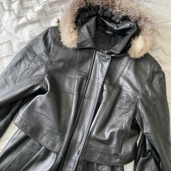 vintage leather parka with fur hood - Picture 3 of 11
